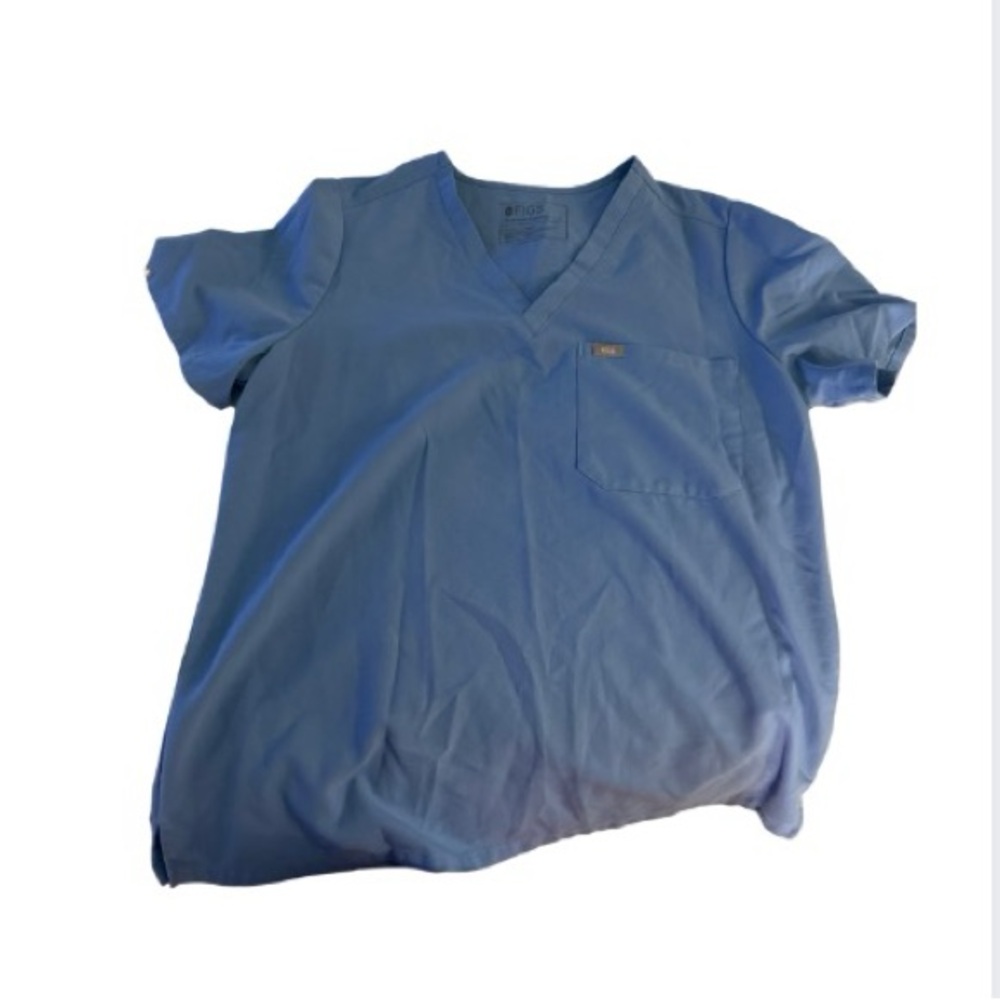 Figs Blue V-Neck Scrub Shirt Sz Medium